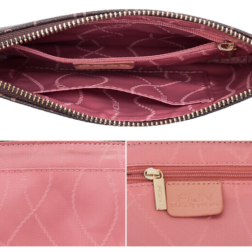FION Fienne handbag women's pvc casual fashion printed clutch bag long zipper clutch bag camel/brown