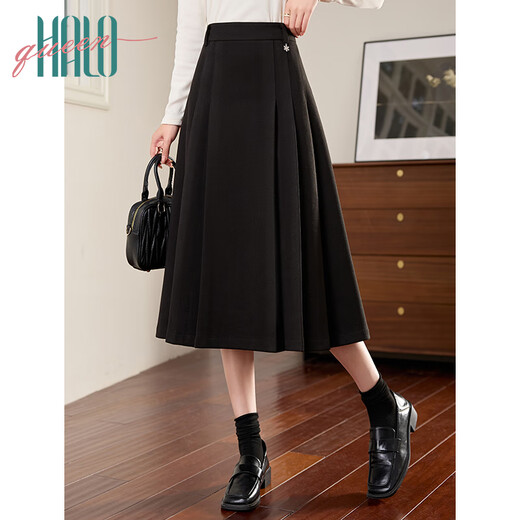 Halo Queen suit women's autumn and winter annual party dress thickened pleated skirt versatile slimming over-the-knee skirt A-line skirt H144B6003