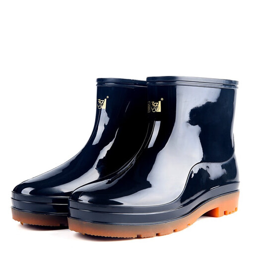 3531 Men's PVC low-top rain boots non-slip beef tendon black and white low-top work water shoes black 40 other size remarks