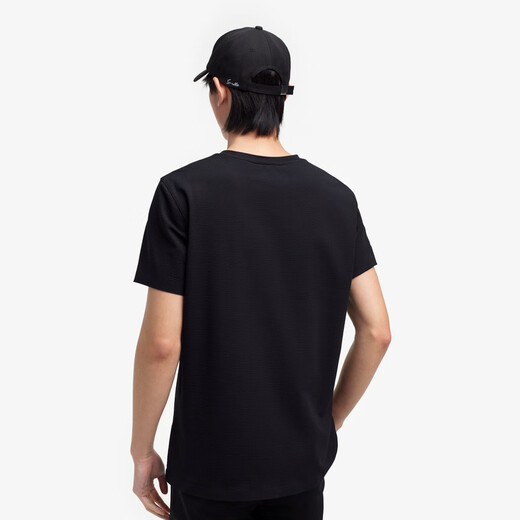 劲霸男装2025春夏新品男士圆领短袖肌理白色T袖|BTCE1342 黑色 XL (180)