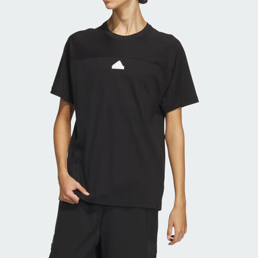 
Adidas short-sleeved T-shirt for men 2025 summer new sportswear knitted breathable loose round neck top half sleeve IA8129 pure cotton IT3937 black XL