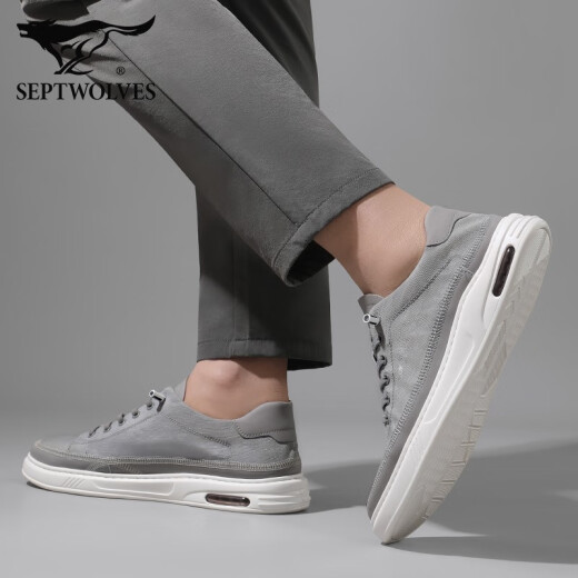 Sieben Wölfe Herrenschuhe Sommer-Leinwandschuhe Herren atmungsaktive Herren-Stoffschuhe Weiche Sohle Sportbrettschuhe Ein Fuß Faule Freizeitschuhe Herrengrau 9446 [atmungsaktiv und geruchssicher] 42 Lederschuhe Größe Größe