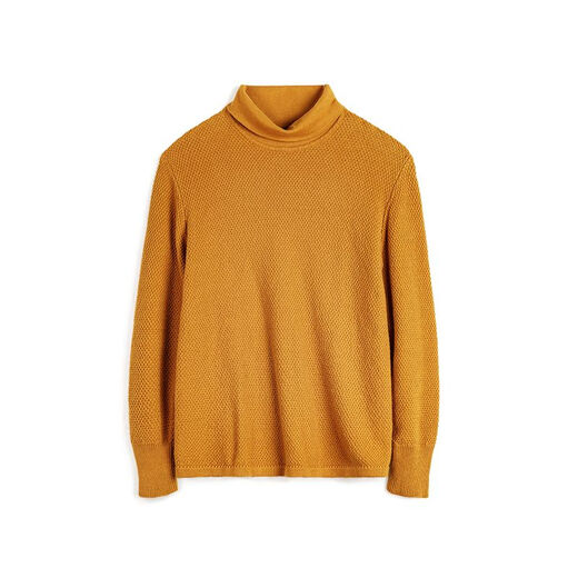 马登工装 美式休闲菠萝纹高领毛衣男冬季黄色打底套头内搭保暖针织衫 黄色 L