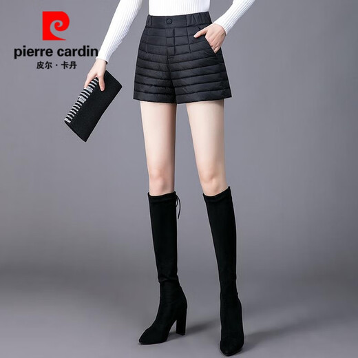 Pierre Cardin Shorts Women's Winter Outerwear Autumn and Winter Down Cotton Pants 2025 New Thick Warmth Slimming Versatile Casual Boot Pants Black 4XL 145155Jin Jin equals 0.5 kg