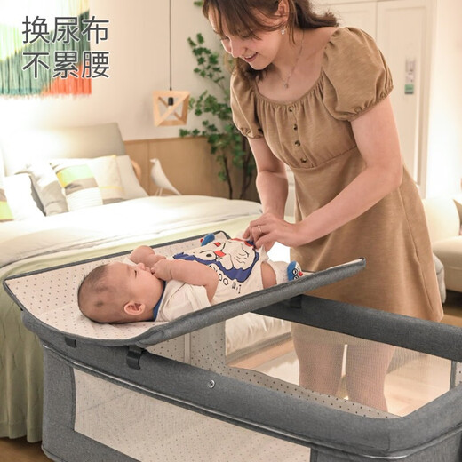 优乐博（ULOP）婴儿床带尿布台多功能宝宝床可折叠移动拼接床小户型新生儿摇床 带尿布台婴儿拼接床【婴儿用品】