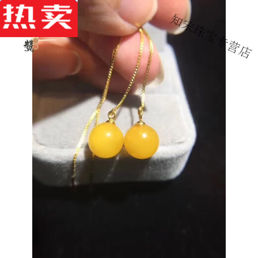 SNQP selected quality natural beeswax transfer beads earrings ear wire S925 silver gold plated inlay European design design picture color
