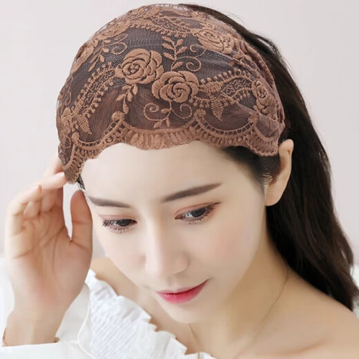 Bai Shilin Lace White Hair Covering Artifact Wide-Border Embroidered Headband Women's High-end Hairband Going Out Women's High-end Headband Headband Rose Lace Purple