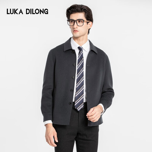Luca Dilon 100% Sheep Autumn and Winter Wool Jacket Double-sided Nylon Warm Casual Versatile Jacket Dark Blue L 50