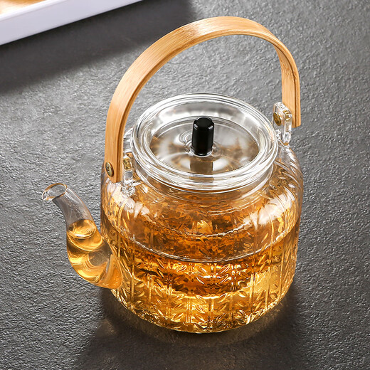 Lekali teapot glass handle kettle tea water separation tea kettle steaming electric ceramic stove can be used as a kettle around the stove to make tea tea set wheat ear handle kettle steaming double inner pot 1100ml