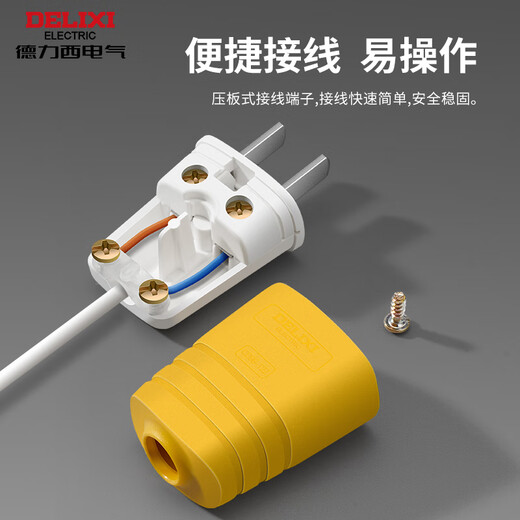 德力西（DELIXI）插座/插头/电源插头 /工程款摔不烂/无线 /自行接线/二三脚插头 【10A】二插 白色