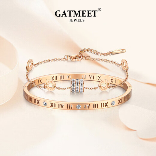 Gatmeet Roman Numerals Bracelets empilés incrustés de zirconium Slim Light Light Luxury Niche Ancient Name Bracelet Birthday Gift For Girlfriend