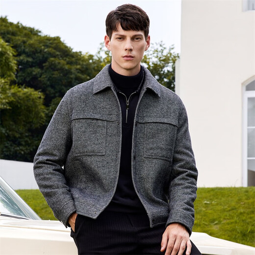 Dances with Wolves Containing Sheep Wool + Ultrasonic Lining Autumn and Winter Lapel Warm Jacket Men's Jacket 004 Huahui 190