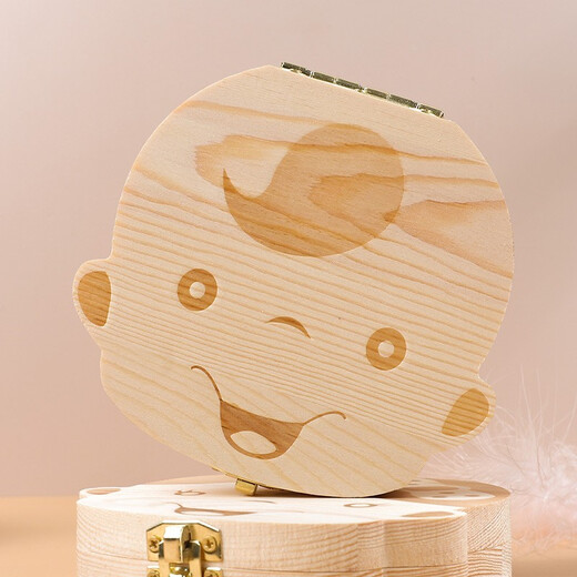 Kinderbabyzähte Gedenkbox, Babyzähne Ersatzbox, Babyzähnekiste, Mädchen, Kinderzähnekollektion, Zähne Ersatz für Gedenkschachtel, Zähnepraxis, Wollsouvenir, Massivholz -Babyzähne -Schachtel (Baby Boy)