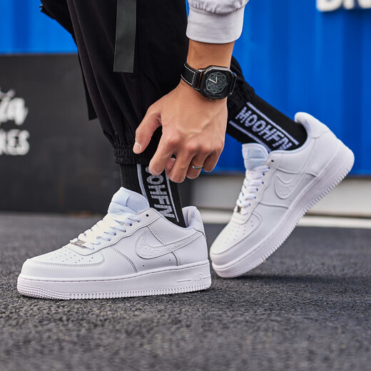 DKDQ PUTIAN CHAPOS MEN'S Air Force No. 1 Chaussures à haute amélioration Chaussures masculines Chaussures sportives décontractées basses Adolescents All White 42 Code standard