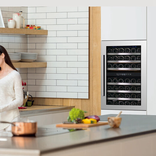 Gironde BI48S built-in red wine cabinet, constant temperature wine cabinet, beverage cabinet, tea refrigerator, household high cabinet built-in for restaurants and bars, frequency conversion-885 high full glass door dual temperature, 42 bottles