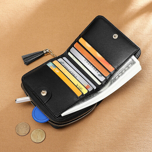 viney first layer cowhide short women's wallet student folding coin purse large capacity wallet wallet female light luxury document bag