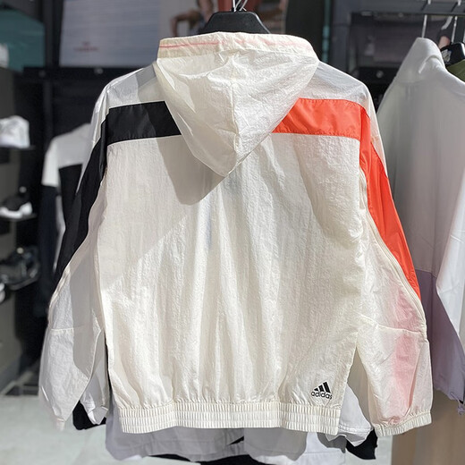 阿迪达斯 （adidas）外套男装夏季新款运动服梭织透气皮肤衣连帽上衣夹克H39836 H39836米色 M