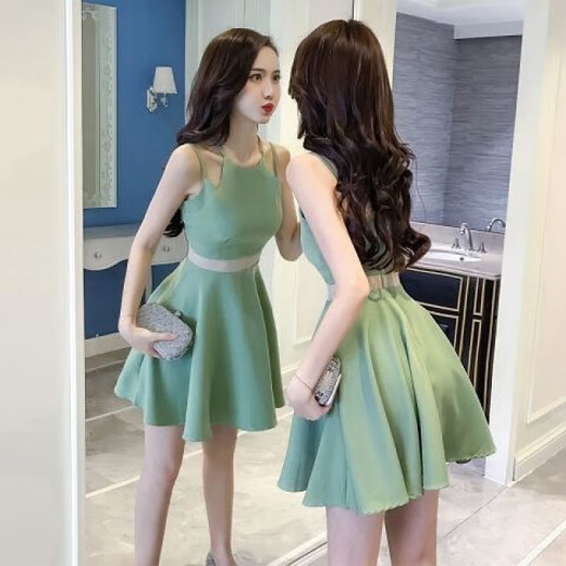 Yijingxuan 2025 new sexy women's Korean version of the short person inS wind skirt slim camisole dress summer night shop main picture M 90-105jin [equal 0.5 kg]