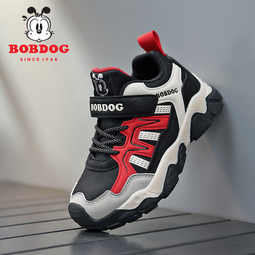 
Babudou children's shoes for boys' sneakers for children's casual shoes 2024 autumn and winter new versatile soft sole mid-sized children's travel shoes black and red K679 [leather single shoes] size 37 [shoe length 23.5cm]