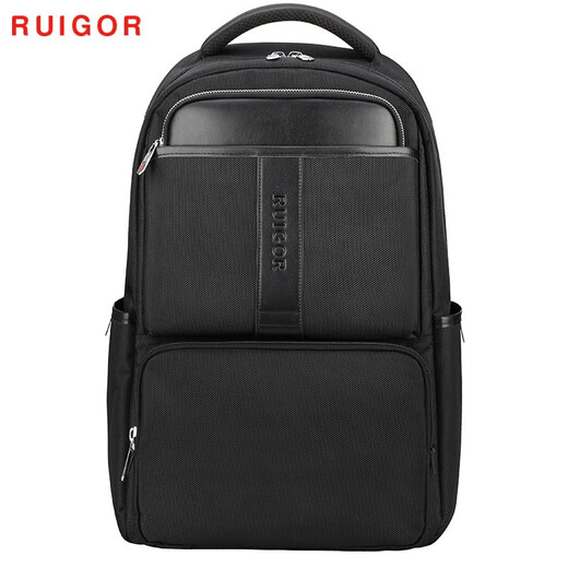 瑞戈（RUIGOR）商务休闲双肩包大容量男士背包瑞士初高中学生书包旅行旅游电脑包 黑色标准