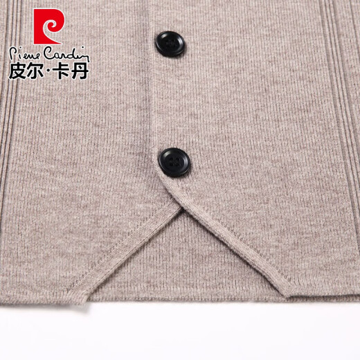 皮尔卡丹（pierre cardin）春秋针织西装开衫马甲坎肩羊毛开口背心男士薄款爸爸外穿马夹褂子 中灰色 L 175