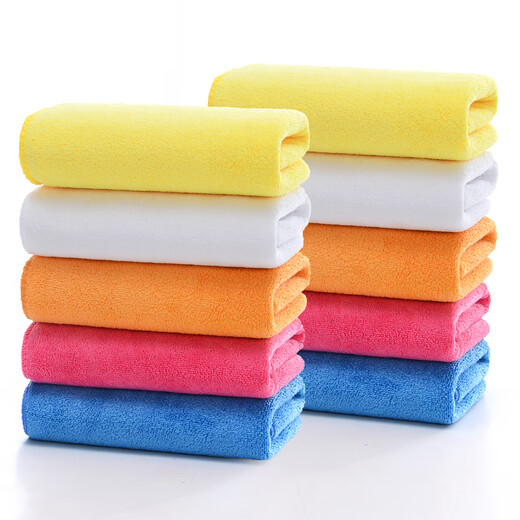 Qijing housekeeping five-color rag towel housekeeping cleaning rag water-absorbent thickened kitchen floor wiping glass wiping tablecloth 30x70 medium thick green 10 pack