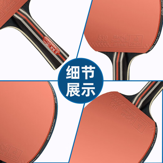 Pisces table tennis racket horizontal racket professional competition grade six-star anti-adhesive arc combined with fast attack speed power type including racket package Champion Professional Edition horizontal single racket including ball + racket bag