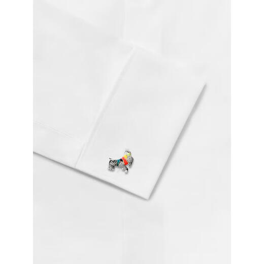 Paul Smith Luxusgeschenk Herren Welpe silberverzerrt Emaille Manschettenknöpfe Silber Einer Größe