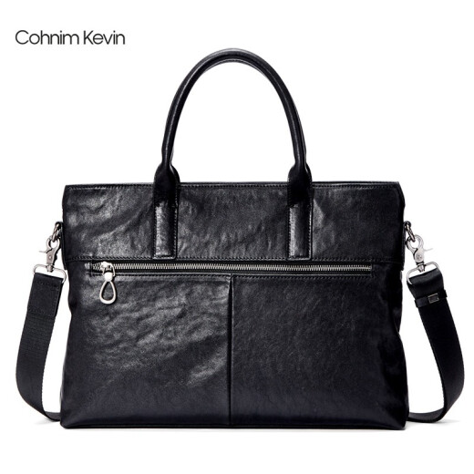 Cohnimkevin genuine cowhide men's briefcase large capacity portable shoulder crossbody bag computer file bag for boyfriend birthday gift ck01845 black [delivered from the nearest warehouse] large bag 14 inches