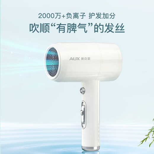 AUX Hair Dryer Home Negative Ions Will Not Damage Hair 1800W High Power High Wind Hair Dryer for Dormitory Mini Small Portable Hot and Cold Wind Hair Dryer Gift Pearl White (Blue Light + Negative Ion Dual Hair Care)