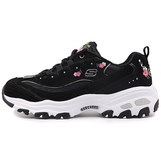 
Skechers women's shoes spring and autumn 2024 new thick-soled high-rise daddy shoes lightweight shock-absorbing casual embroidered panda shoes sneakers 11977-BLK 35