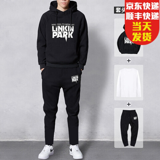 Kaduton [Great Value 3-piece Set] Sweater Suit Men's Sports Suit New Trendy Casual Men's Jacket Men's TZ802 Black [Clothes + T-shirts + Pants] M [Recommended 80-105 Jin [Jin equals 0.5 kg]]