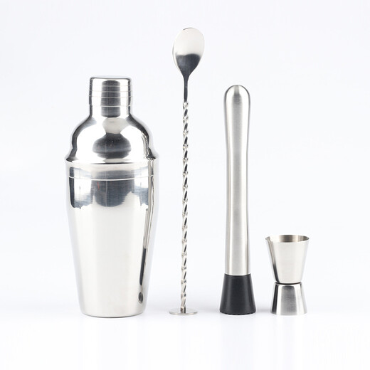 Crytaljulia stainless steel bartending set self-taught cocktail shaker shaker glass bartending tool shaker cup bar mixer glass shaker 6-piece set