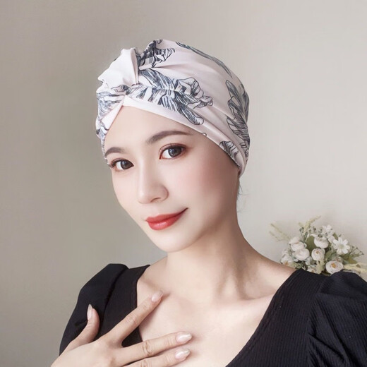 Zailu long and short hair, fashionable and cute ear-protecting fabric swimming cap, good-looking, hot spring swimming cap for women with small face, 2001 black Mickey hat + nose clip and earplugs