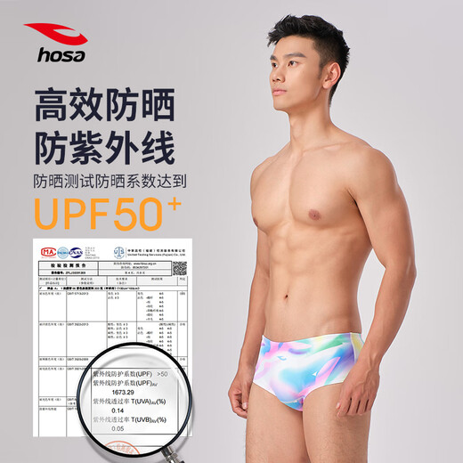 Hosa Slip de bain pour homme, forme basse, imprimé dégradé, confortable, haute élasticité, protection solaire, anti-chlore, entraînement professionnel, rouge prune L (modèle de compétition professionnelle, prise de vue non professionnelle 1 à 2 tailles plus grandes)