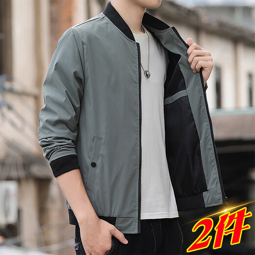 凡客诚品（VANCL）【雷军同款】男士外套春秋季新款短款棒球服纯色百搭修身韩版夹克 K12109黑色 2XL