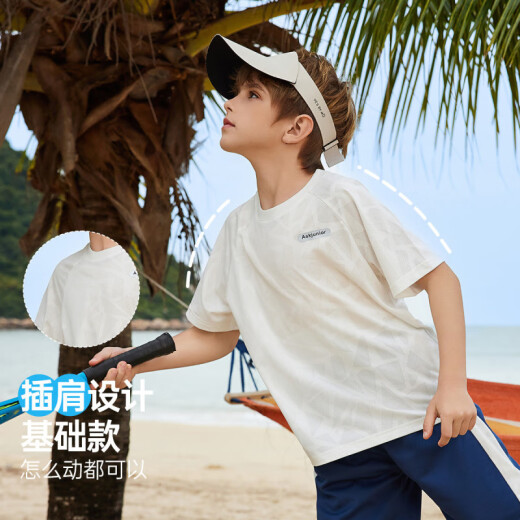 ASK JUNIOR儿童运动套装25夏季薄款男童短袖女童t恤短裤速干跑步 白色【JE2MHS13918M】 160