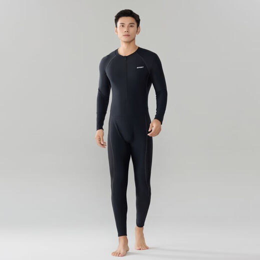 Segru men's wetsuit swimsuit long-sleeved adult sun protection swimsuit full body one-piece trousers snorkeling surfing large size swimsuit black 07 L