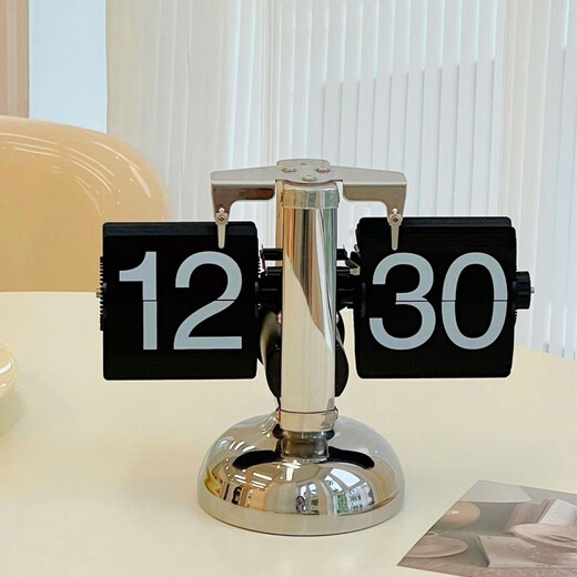 
MPPMCK creative automatic page turn clock retro European mechanical seat clock modern simple living room desktop ornament decoration table clock 1048 automatic page turn clock black 12-hour system 104 8-inch