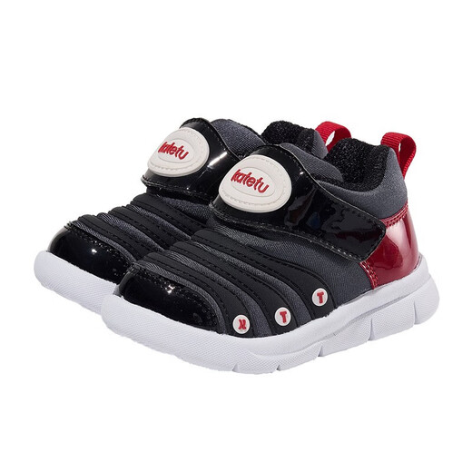 Carter Bunny Toddler Shoes Infant Cotton Shoes Boys and Girls Autumn and Winter Plus Velvet Warm Sports Shoes 1-5 Years Old Caterpillar Children's Shoes Black Red 24 Inner Length 14.5cm Foot Length 13.6-14.2