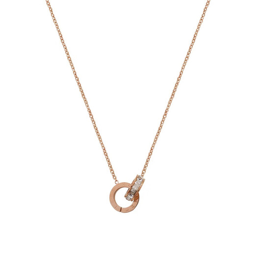 BJYL rose gold necklace for women, not easy to fade, clavicle chain, fashion jewelry, birthday gift for girlfriend, best friend, Roman ring - rose gold