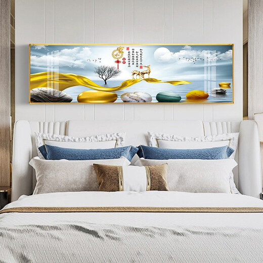 
Mo Painting Lulin Modern Simple Bedroom Decoration Painting Warm Romantic Bedside Painting Hotel Hotel B&B Room Hanging Painting Background Wall Painting 17 Home He Fugui 12147 200*60 Gold Frame (Diamond Inlay Painting) Customized Size