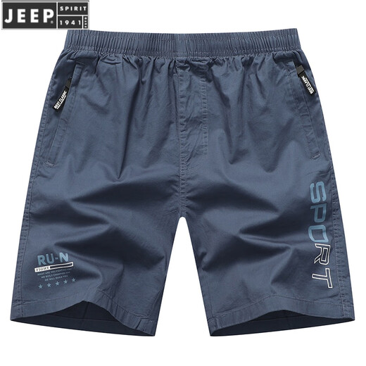 
JEEP SPIRIT men's solid color shorts men's summer sports wear casual pants cotton cropped pants trendy beach pants 9227 dark blue XL