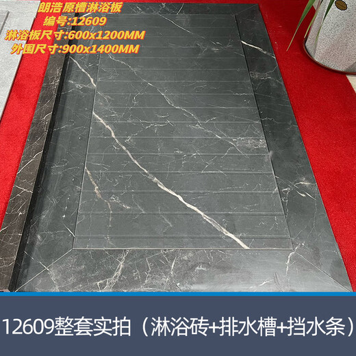 朗浩淋浴房卫生间防滑地砖瓷砖浴室区洗澡堂厕所仿大理石垫脚踏石板 12609【600*1200】