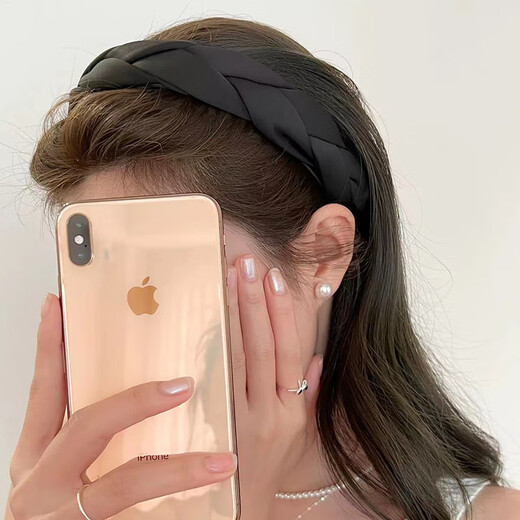 Mengkeduo Cross Satin Hairband, High-end Hairpin, Women's High Headband, Face Washing and Hair Pressing Headwear, Autumn and Winter Wide-Brim Twist Headband, Cross High Headband, Black