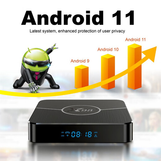 X98外贸网络电视机顶盒子晶晨S905W2安卓11定制4K视频广告播放器 4GB 64GB