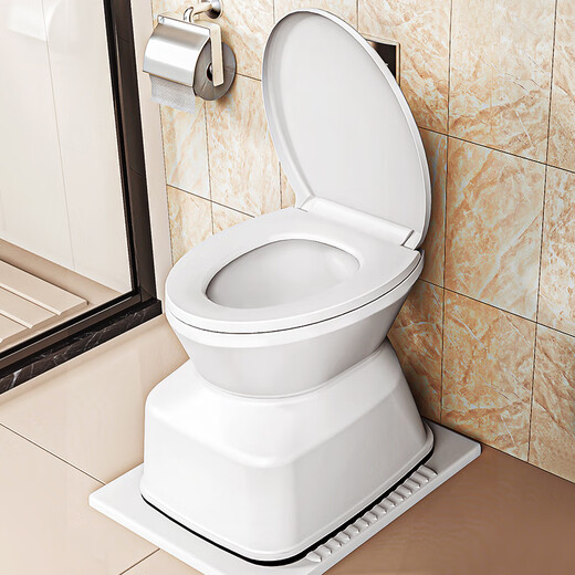 老人坐便椅家用孕产妇坐便器简易蹲便改坐厕便携式尿壶可移动马桶 新款仿真纯白加强防滑 厕所专用