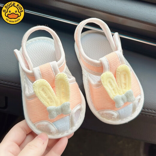 G.DUCKKIDS夏季婴儿布凉鞋01岁女宝宝软底防滑学步鞋新生儿牛筋底不掉鞋子2 诺_粉色靓靓兔凉鞋 S 内长11c 建议0-6个月宝宝