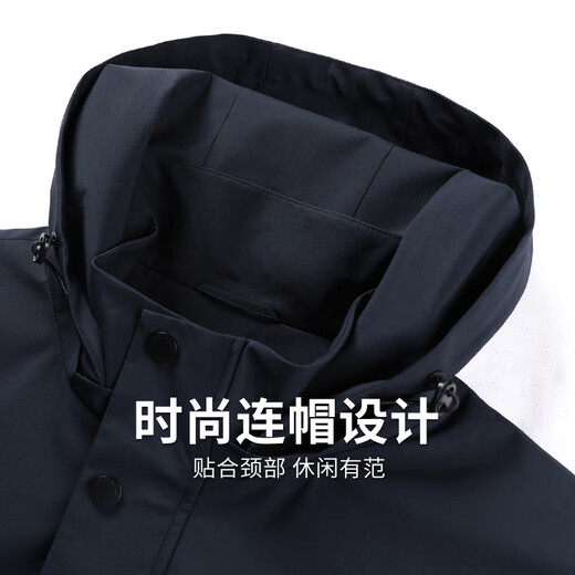 Dances with Wolves Removable Hooded Jacket Men's 2025 Autumn and Winter New Graphene Outdoor Windproof Men's Casual Jacket 1079 Navy Blue 101 L (175)