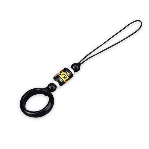 Shihan Mobiltelefon Anti-Fall-Ringschnalle-Schmuckwagen Key u Festplatte Paket Mobiltelefon Anhänger Anti-Verlust Lanyard Kurzer chinesischer Stil Neues nationales Trend Schwarzes natürliches Achatarmband für Männer und Frauen